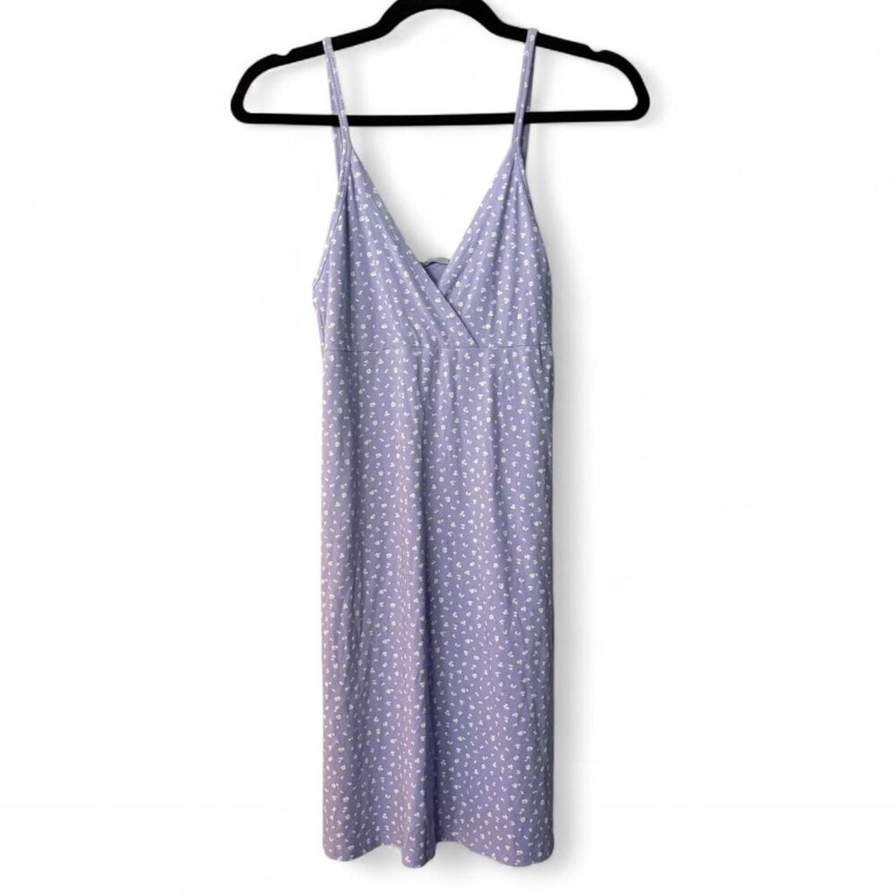 John Galt Brandy Melville Brand Purple and White Floral Surplice Mini Dress 1 Sz